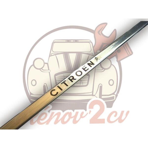 Enjoliveur charniere de malle arriere 2cv avec marquage Citroën matière Aluminium brillant