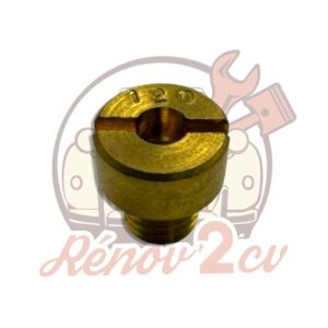 Gicleur d'essence 120 grand modèle pour carburateur 2cv Méhari Dyane Acadiane