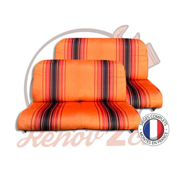 Banquettes complètes 2CV Orange rayé 2 banquettes