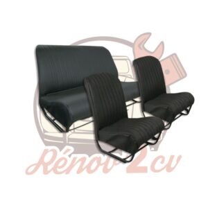 Jeu garnitures sieges banquette 2cv skai noir Symetrique