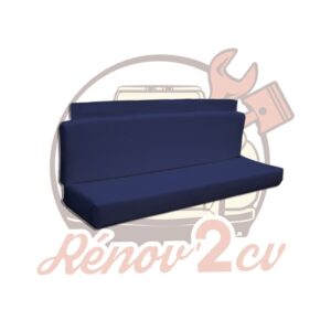 Garniture en skai bleu de banquette arrière de Méhari sans mousse
