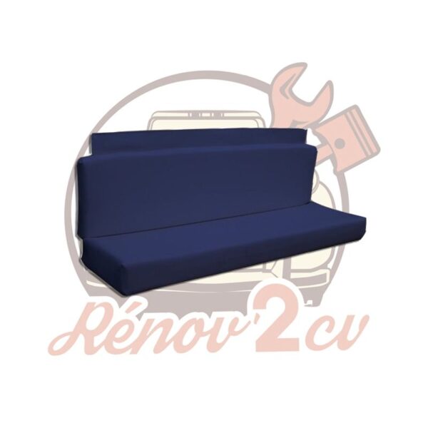 Garniture en skai bleu de banquette arrière de Méhari sans mousse