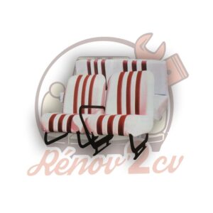 Garniture sieges Mehari et banquette blanc raye rouge