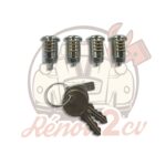 Jeu de 3 barillets de porte 2cv + cles  SANS CLIPS — réf. 000394