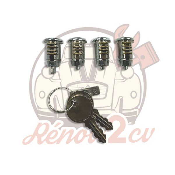 Jeu de 3 barillets de porte 2cv + cles SANS CLIPS