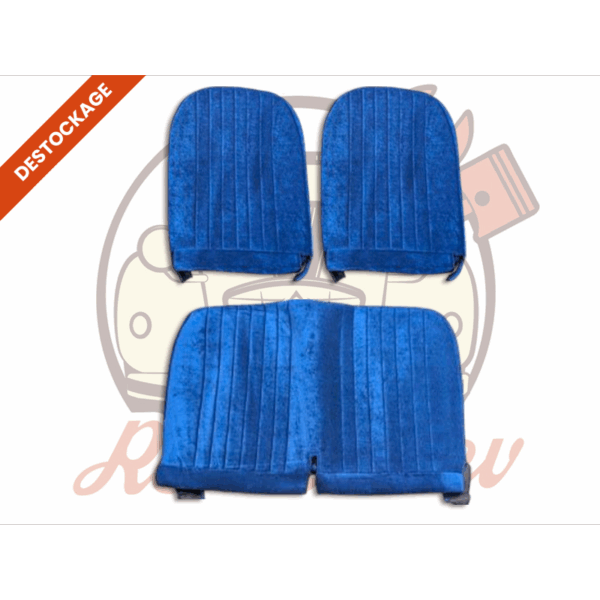 Jeu de garnitures pour 2 sièges avant symétriques 2cv Bleu velours