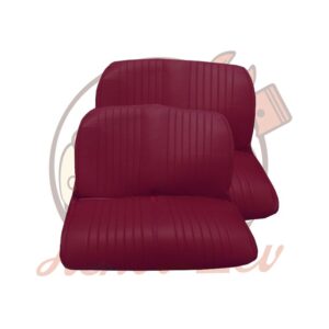 Jeu de garnitures pour 2 banquettes AV et AR 2cv skai Bordeaux ac rab — réf. 002964