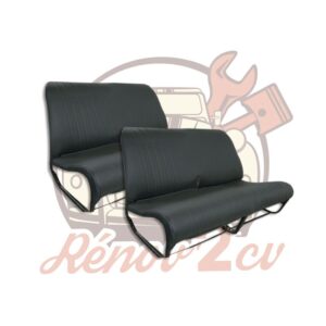 Jeu de garnitures pour 2 banquettes AV et AR 2cv skai noir SANS RABAT — réf. 000866