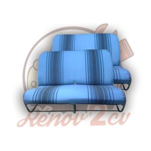 Jeu de garnitures pour 2 banquettes AV et AR 2cv rayé bleu