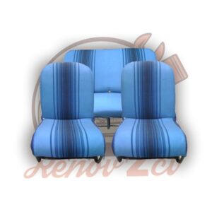 Jeu garnitures sieges banquette 2cv rayé bleu asymetrique