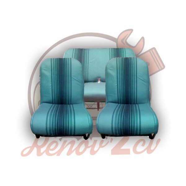 Jeu garnitures sieges banquette 2cv vert symetrique
