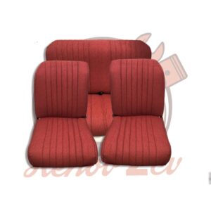 Jeu garnitures sieges et banquette 2cv après 1970 rouge diamante asymetrique — réf. 003279