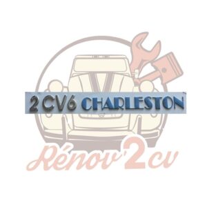Lettrage chrome et bleu autocollant " 2CV6 Charleston "