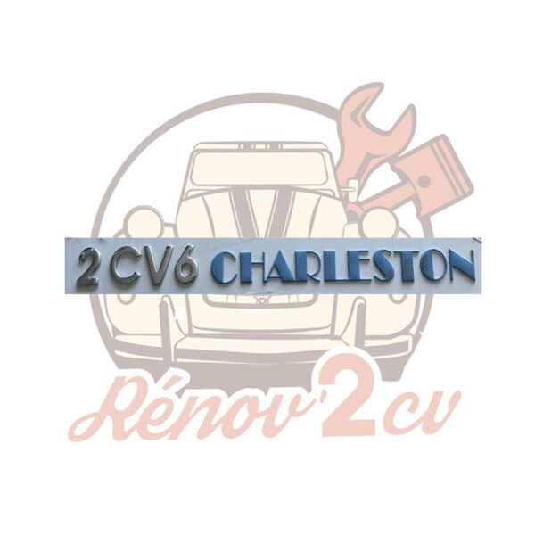Lettrage chrome et bleu autocollant " 2CV6 Charleston "