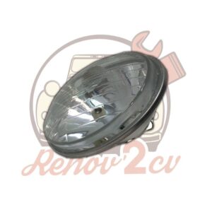 Optique de phare 2cv nouveau modele avec trou de veilleuse code européen AVEC CERCLAGE — réf. 000212
