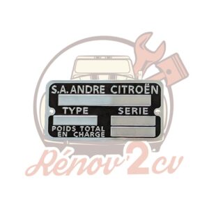 Plaque chassis VIERGE pour 2cv ancien modèle jusqu’en 1970 Qualité Supérieure — réf. 003854