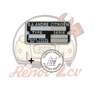 Plaque chassis+Frappe 2cv ancien modèle jusqu'en 1970 Qualité Supérieure