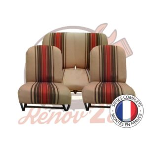 Sièges complets 2CV Beige rayé sièges banquette Asymétrique