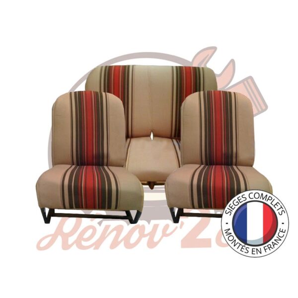 Sièges complets 2CV Beige rayé sièges banquette Asymétrique