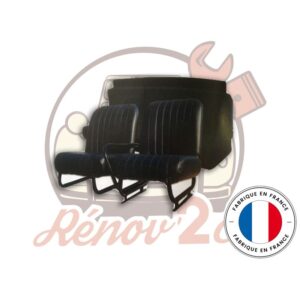 Sièges Méhari complets skaï noir PERFORE  lot de 3 pièces