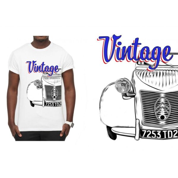 T-shirt BLANC " Vintage Bleu Blanc Rouge "