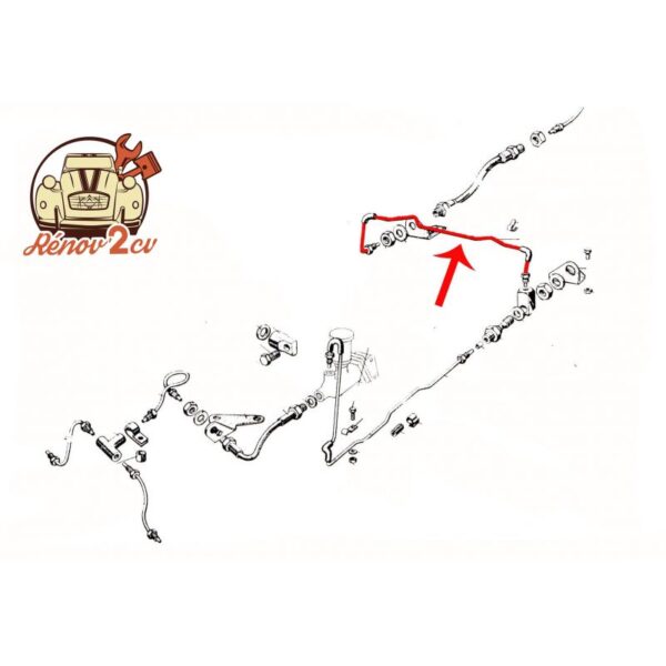 Tuyau de frein arriere m9x125 transversal 940mm