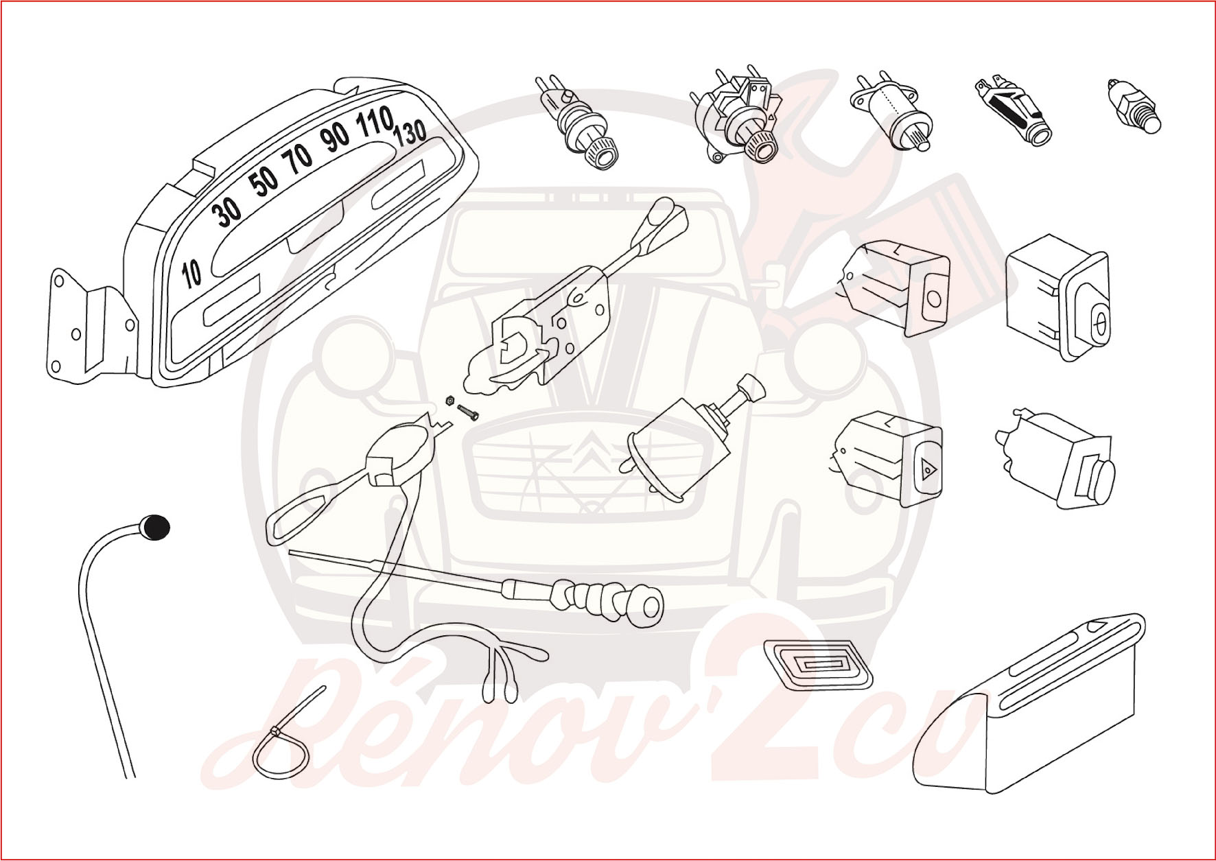 COMPTEUR GRAND MODELE 2CV6 CLUB ET INSTRUMENTS