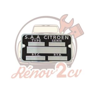 Plaque chassis VIERGE 2cv de 1970 à 1982 Qualité Supérieure — réf. 003855